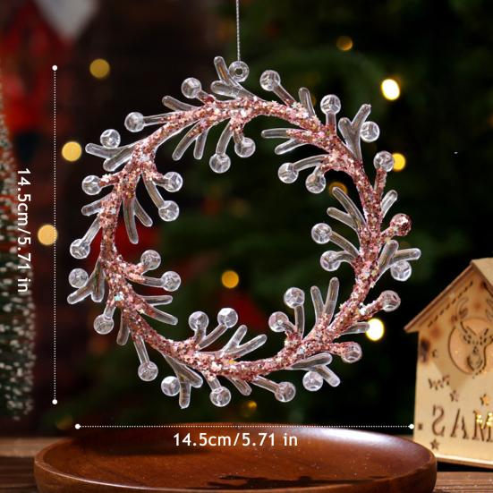 Christmas Clear Acrylic Hanging Ornament Glitter Snowflake Butterfly Reindeer Dancing Girl Tree Angel Wing Key Wreath Xmas Hanging Decoration