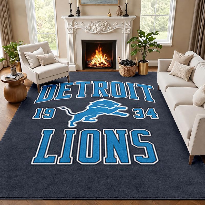 Detroit Lions Carpet Door Mat for Living Room or Bedroom Protective Mat Under Chair Office Decoration Christmas Gift Birthday Present