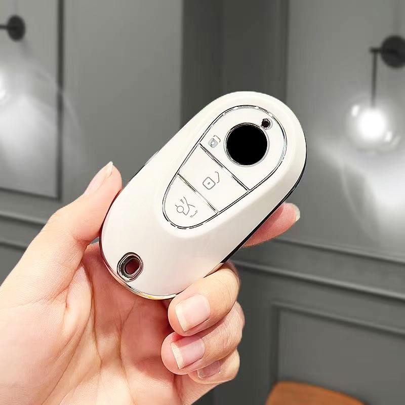 

TPU Auto Keyless Shell Fob Holder Car Key Case Cover for Mercedes Benz 2022 C S Class W206 W223 S350 C260 C300 S400 S450 S500 silver edge key cover белый