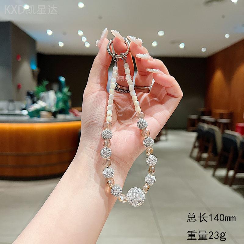 High-End Strasskugel Handykette Ins Mode Damen Handgelenk Hängende Dekoration Handyhülle Anhänger Glänzende Strass Perlen Hängekette