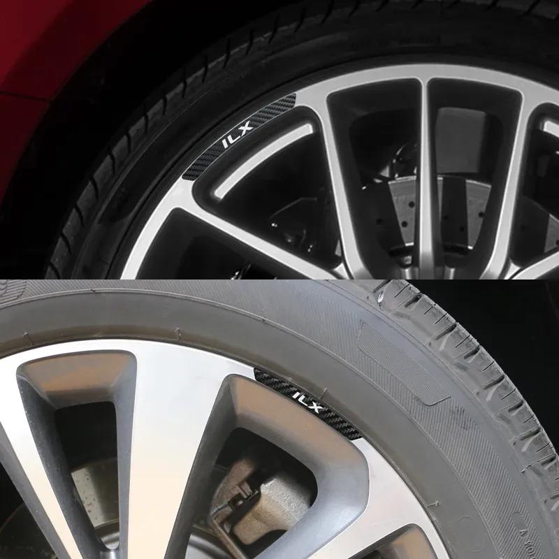 Car Wheel Rim Stickers Exterior Tire Carbon Style Tuning Decals Decor Accessories For Acura RDX MDX YD2 V6 Aspec ILX VTEC TLX