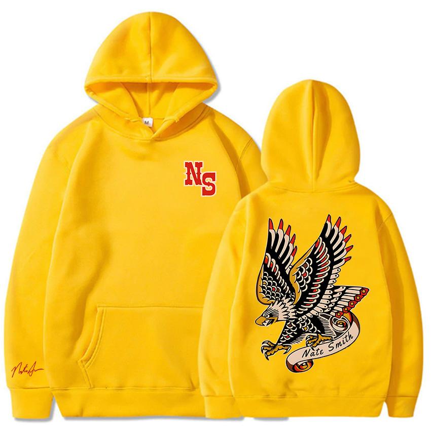 

Vintage Eagle Black Pullover Hoodie NATE SMITH Graphic Printing Sweatshirt Long Sleeve Hooded Pullovers Unisex Clothes XXXL жовтий