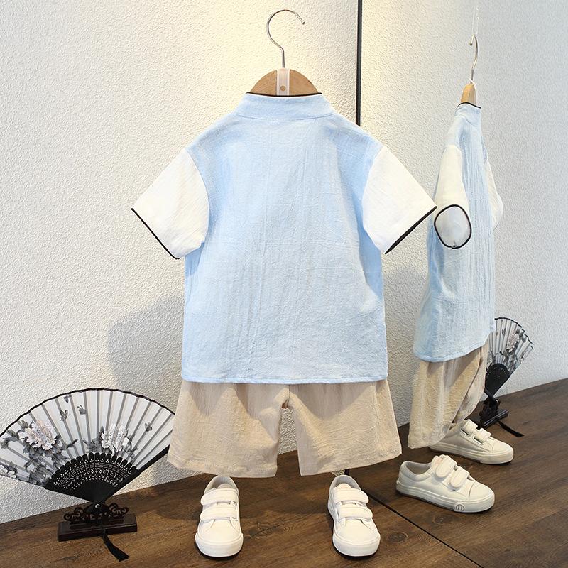 1-5 Years Old Summer Clothes Tang Suit Cotton and Linen Summer Thin Two-piece Hanfu Suit for Boys and Girls