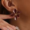 Personality Temperament Petal Drop Glaze Stud Earrings ins Colorful Stems Earrings