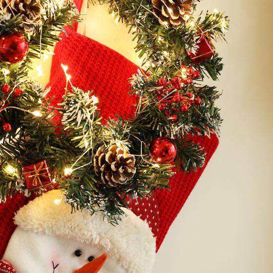 Christmas Wreath for Front Door Artificial Pine Wreath with Berries/Pinecones/Flowers for Holiday Indoor Outdoor Wall Window Porch Decor