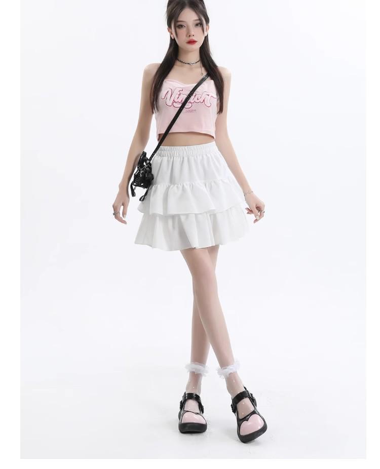 Women's Summer Ballet-Style High-Waisted Ruffled Mini Skirt