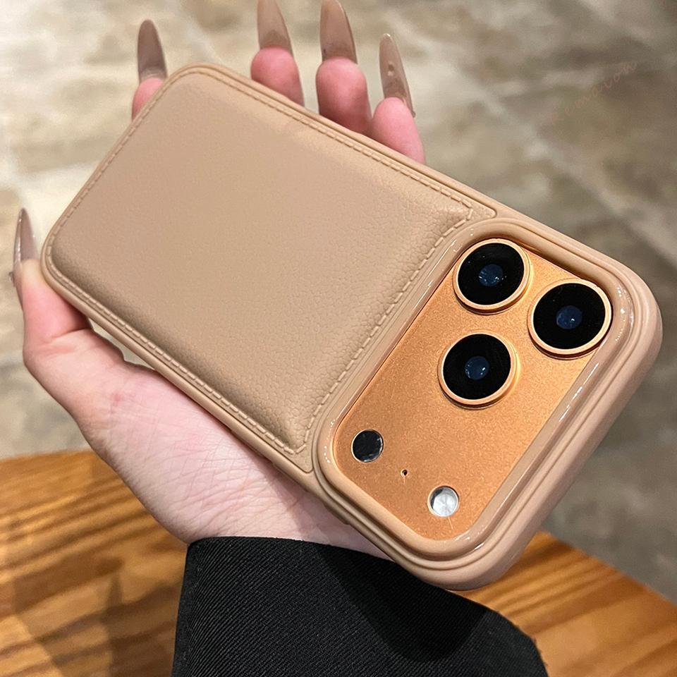 Leather Silicone Phone Case for iPhone 17 Air 11 12 13 14 15 16 17 Pro Max Plus 12 13 Mini Candy Soft Shockproof Protector Cover