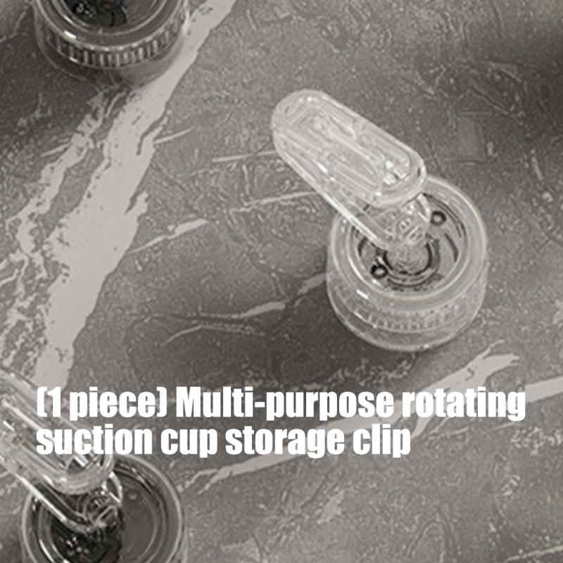 Space Saving Rotating Clip With Suction Base Water Resistant Bathroom Organizers Secure Grips Household Storage Solution