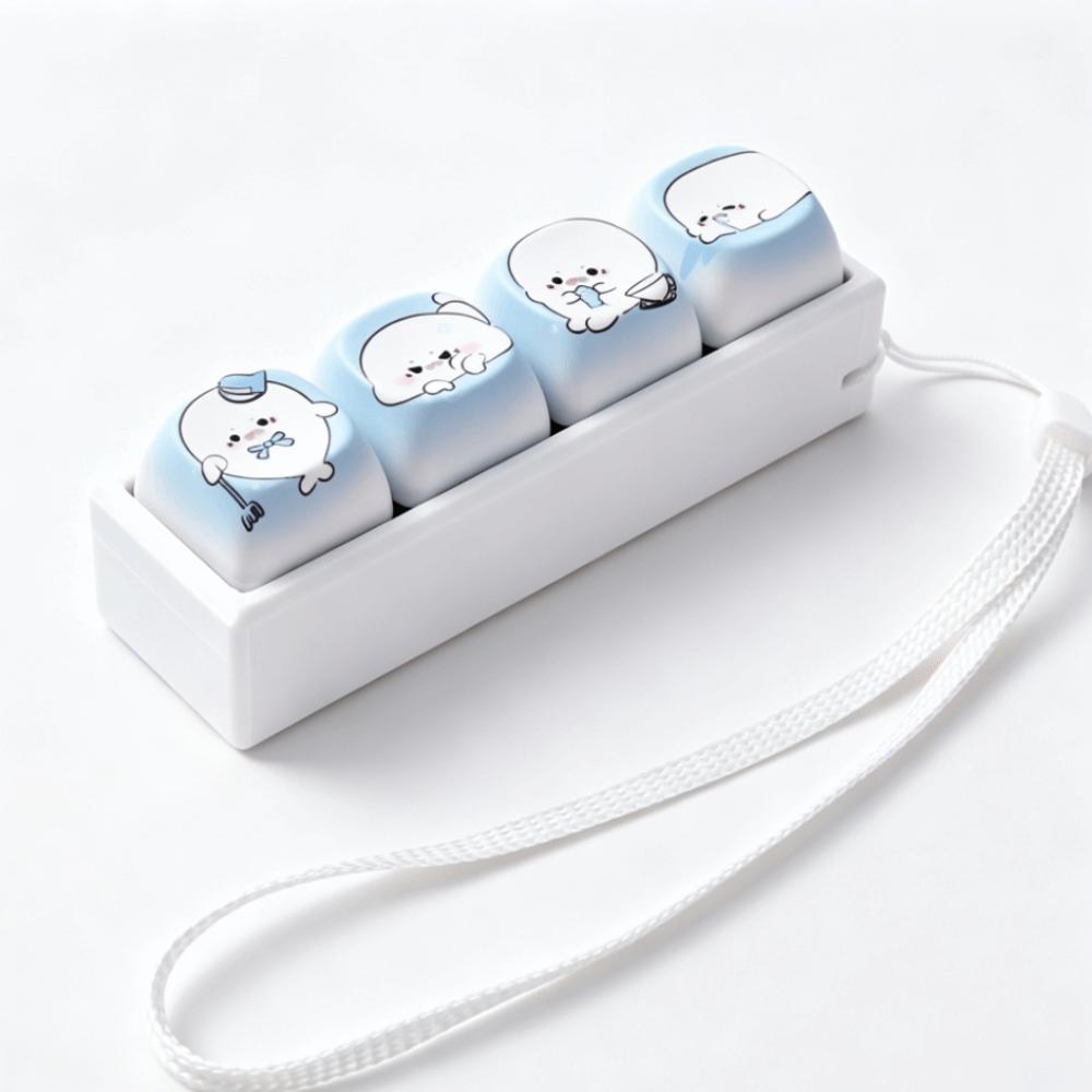 Cute Cat Keycap Fidget Keychain Mini Keycap Finger Button Press Toy Keychain Gift for Adults