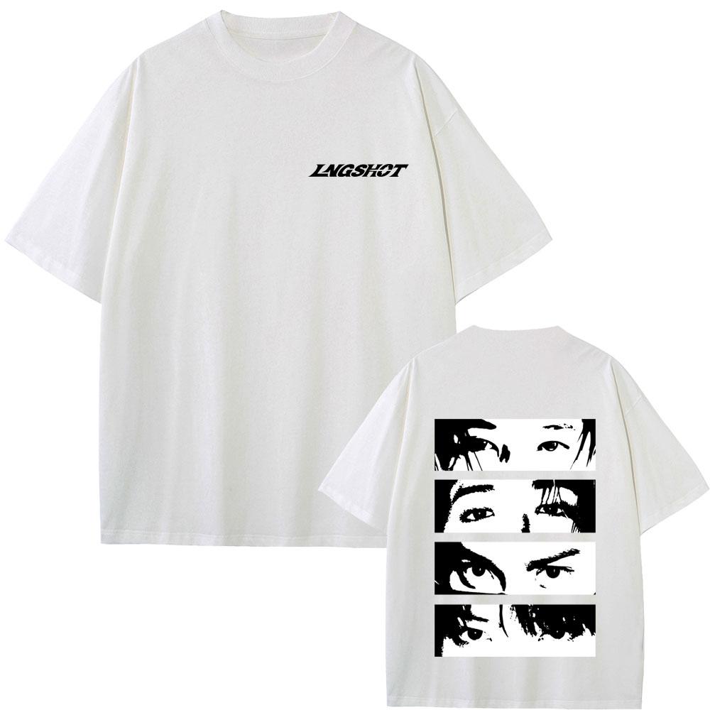 Hot Sale Korean Band Lngshot Eyes Graphic Tshirt Unisex Women Kpop Fashion Trend Streetwear Unisex Casual Oversized T Shirts Tops