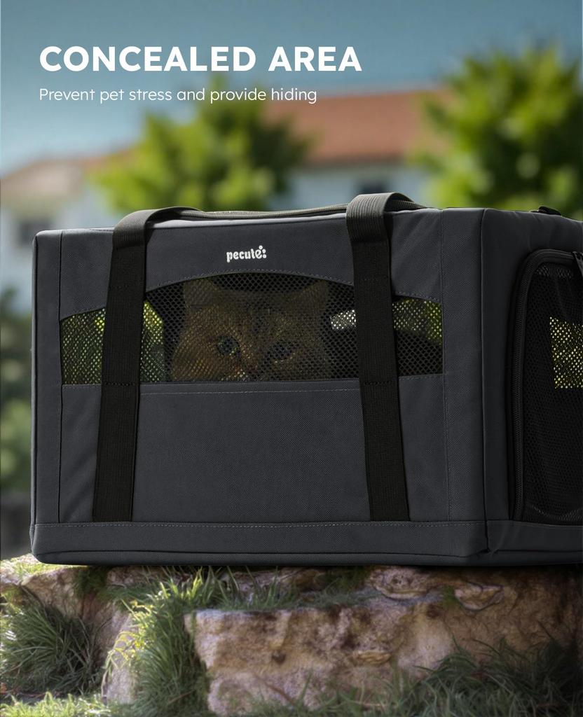 Pecute Pet Cat Carrier Shoulder Bag for Small and Small Foldable Ideal for Hospital Disaster and Dark Gray Carrier, Bag, Handbag, Cats, Rabbits, Dogs,