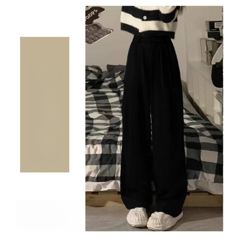 High Waist Drape Suit Pants For Women Spring and Autumn New High-end Straight Pants Relaxed Fit Trend Wide-leg Trousers