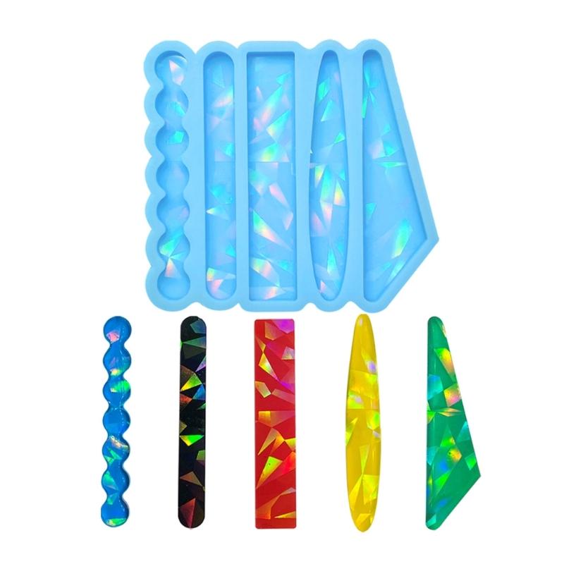 Resin Hair Clips Mold Colorful Holographic Epoxy Resin Casting Mold for DIY Crafts Bookmarks Hair Clips Jewelry Making
