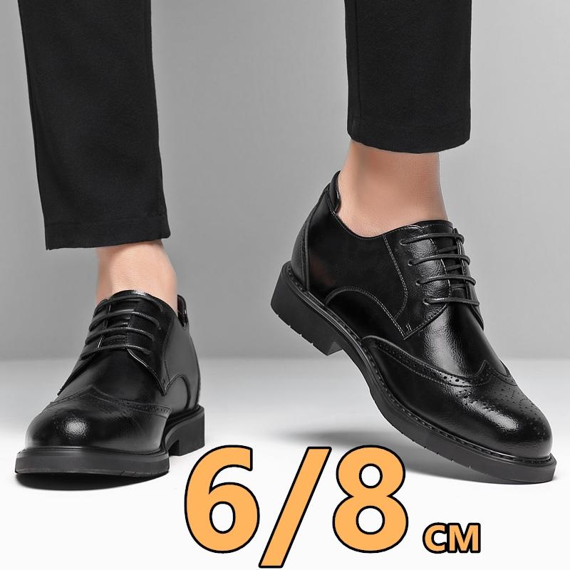 Hidden Heel 8/6CM Cow Leather Men Shoes Office Work Elevator Shoes Brand Man Business Oxfords Footwear Suit Shoes Lift Sneakers