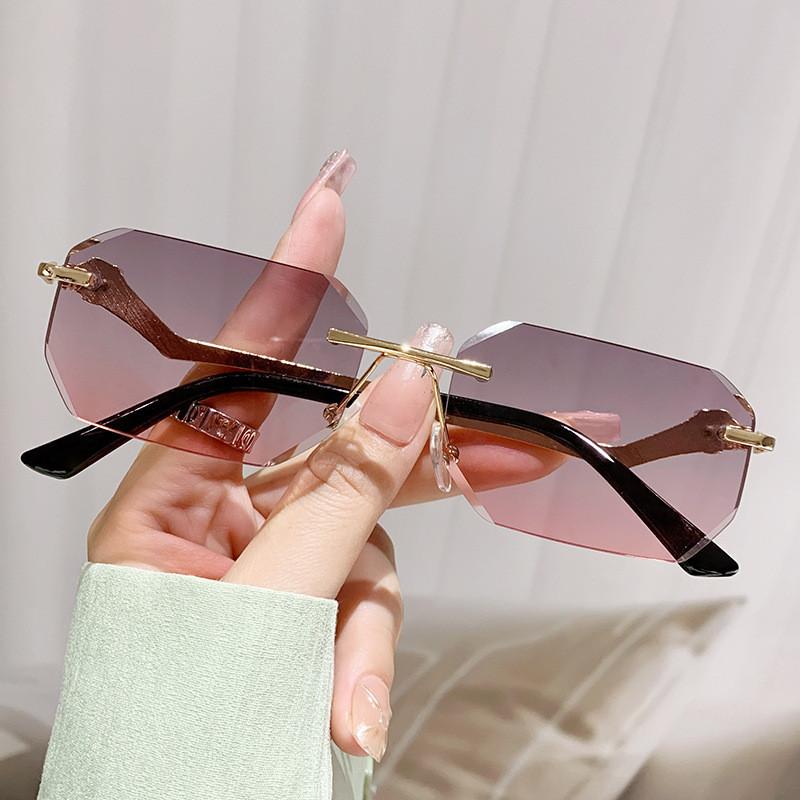 Leopard Style Frameless Sunglasses With Uv400 Protection For Stylish Outings And Driving