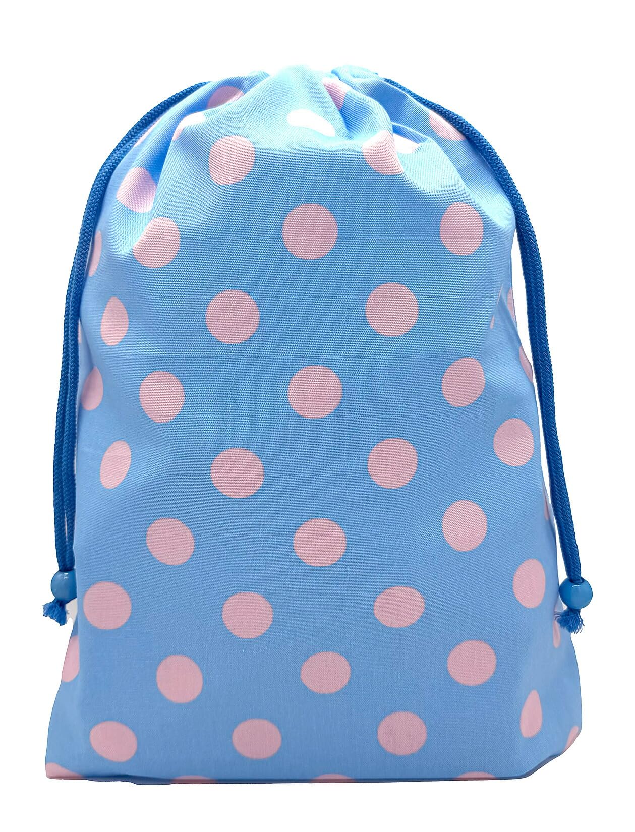 

Gym Bag for Drawstring Travel Pouch with Suitable for Elementary and Made in with Name Polka Dot Light Blue with Pink Size L [miwaki] Girls, Bag, светло-синий