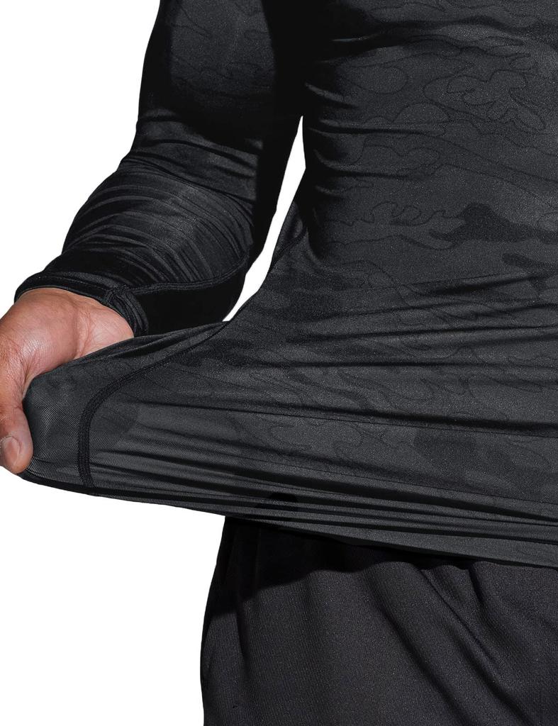 Tesla Long Sleeve Sports Set Compression Compression Wear for Base Men's Undershirt, 3-Piece [UV Protection, Sweat-Wicking, Quick-Drying], Shirt,