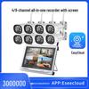 Wireless 4/8-Channel CCTV Monitoring Kit with Screen & 3MP WiFi Cameras