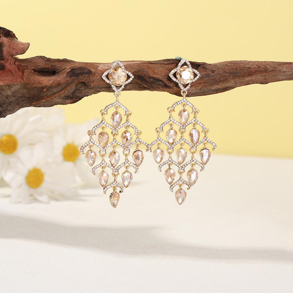 Geometric Alloy Earrings With Zirconia For Elegant Evening Wear
