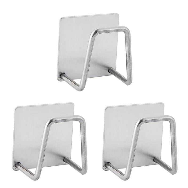 1-4pcs Sponge Holders Stainless Steel Sink Drain Drying Rack Bathroom Sponge Holder Wall Hooks Storage Holders Kitchen Gadgets