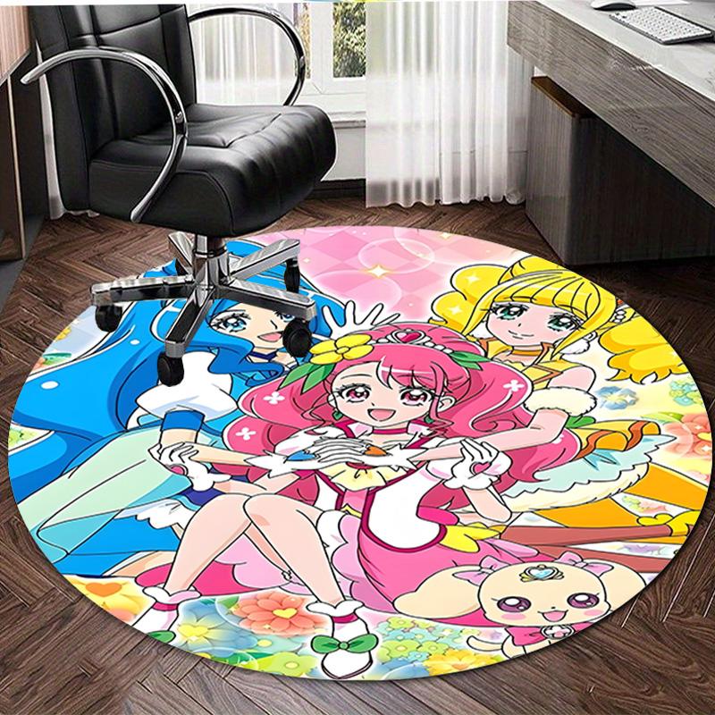 1pc Pretty Cure2 Design Printed Area Round Carpet for Bedroom Living Room Home Decor Rugs Mat Non Slip Mat Rug for Bedside