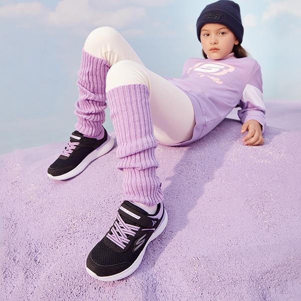 (GS) Skechers Go Run 400 V2 'Black Purple' Kids' 302537L-BKLV