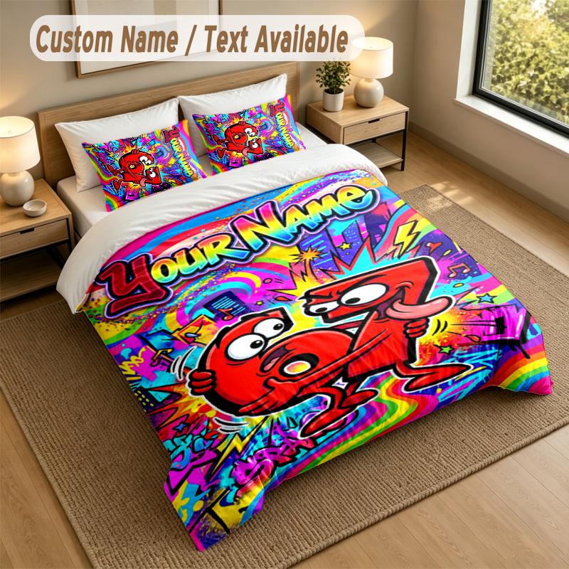 Adventure Journey Theme Personalized 3Pcs Bedding Set Custom Text & Name 1 Sheet 2 Pillowcases Household Bedding 1pc
