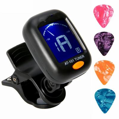 Gitar Klipsli LCD Tuner AT-101 Kromatik Akustik Elektrik Bas Ukulele için 4 Gitar Penasıyla
