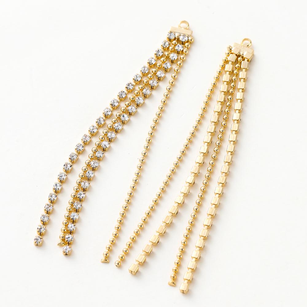 1Pair 14K/18K Gold Plated Brass Beads Chain Tassel Charm Pendant for Earrings Making DIY Earrings Accessories Supplies