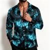 Men's Halloween Shirt Jacket Loose Fit Collar Casual Breathable Shirt for Spring and Fall