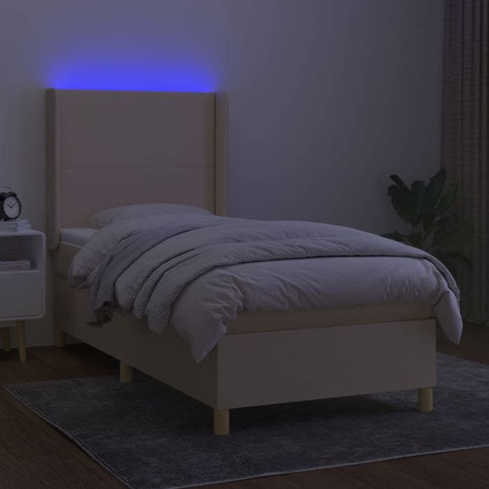 VidaXL Sommier à Lattes de Lit avec Matelas et LED, Lit Rembourré, Lit Simple, Lit Adulte de Chambre à Coucher Intérieur, 3138682