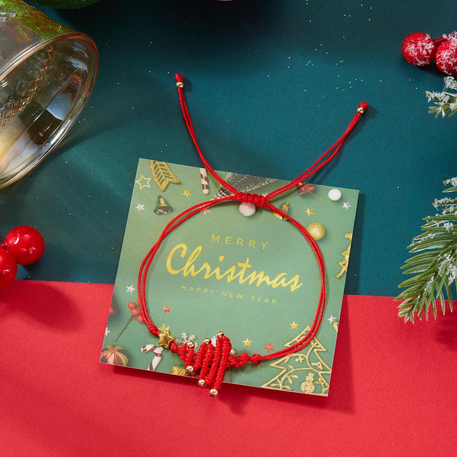 

Handwoven Christmas Tree Bracelets for Women Men Unisex Handmade Braided String Rope Bracelet Xmas New Year Holiday Jewelry Gift красный
