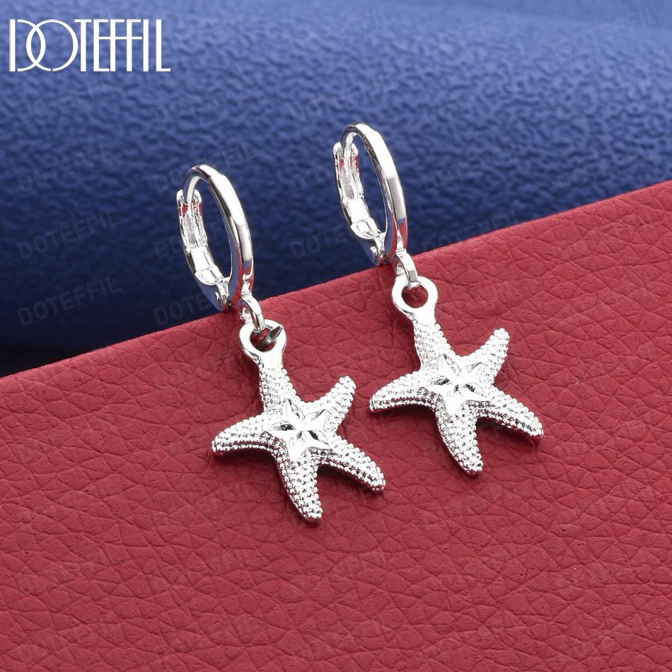 925 Sterling Silver Starfish Pendant Earrings - Beautiful Gift Jewelry
