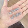 10Pcs Handmade Short Oval French Cat Eye Press On Nails Snow Island Blue Moon Reusable Fake Nail Tips