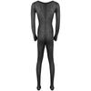 Mens Solid Color Bodystocking Long Sleeve Stretchy Bodysuit with Bulge Pouch Nightwear Underwear