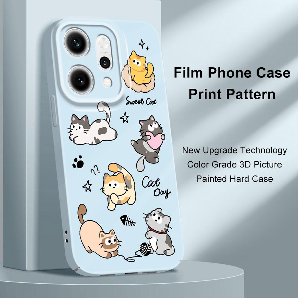 Happy Cat Phone Case For OPPO Reno 14 14F 13 13F 12 12F 11 11F 10 8 8Z 8T 7 7Z Pro 4G 5G Film Hard Cover