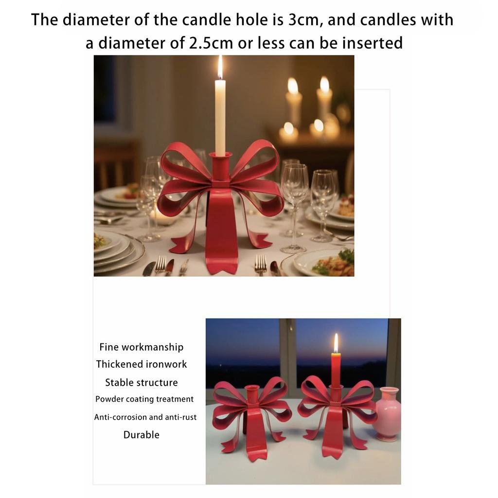 Bow Candlestick Decoration, Christmas Candlestick, Valentine's Day Candlestick, Desktop Festival Decoration
