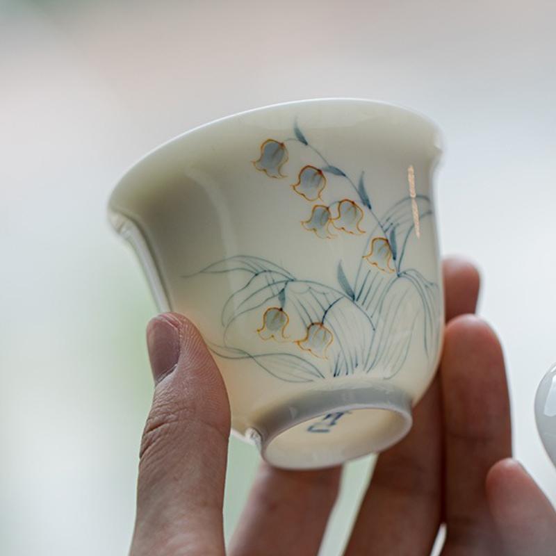 Hand-painted Blue And White Teacup Luxury Tea Bowl Single Cups Tea-tasting Meditation Cup Chazhan Master Cups Gift