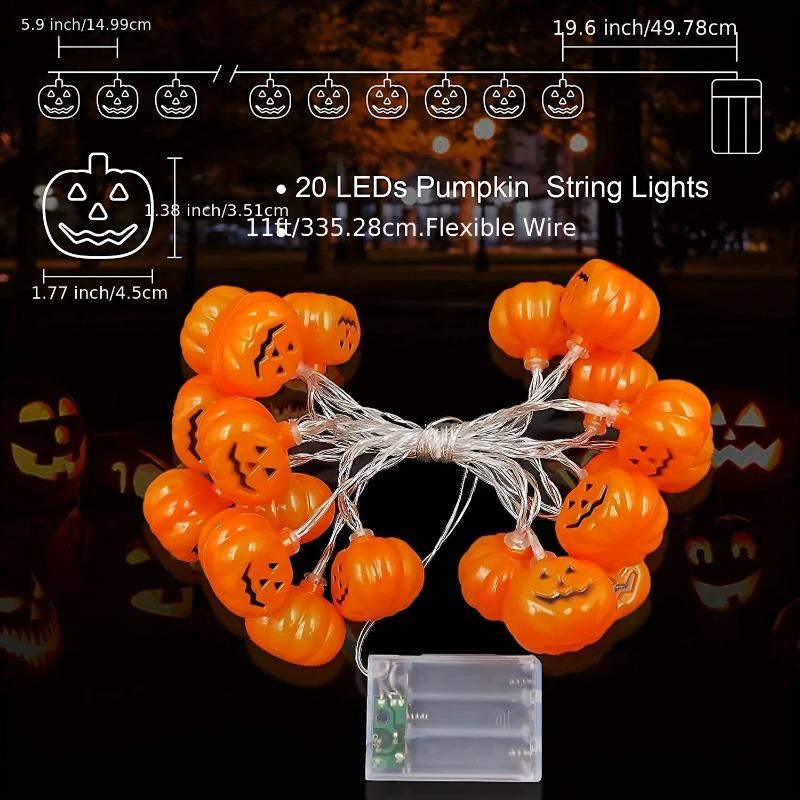 1pc, 10/20 Led Halloween Light String, Battery Powered, Halloween Pumpkin Lantern, Party, Yard, Garden Halloween Decoration
