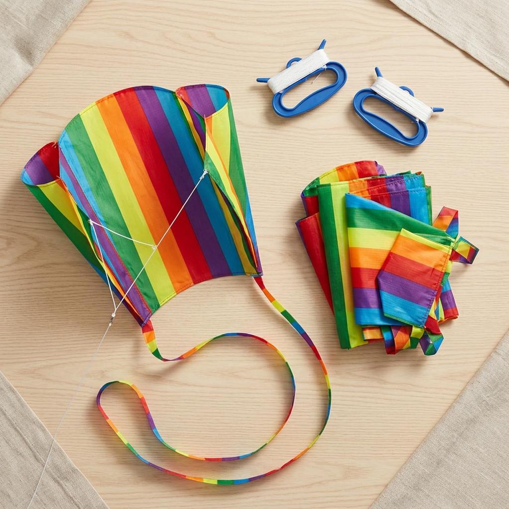 Rainbow Kite Sky Kite - Lightweight and Durable, Easy To Assemble, with Handle, 30M Kite String, Flies In Light Breezes, Perfect for Outdoor