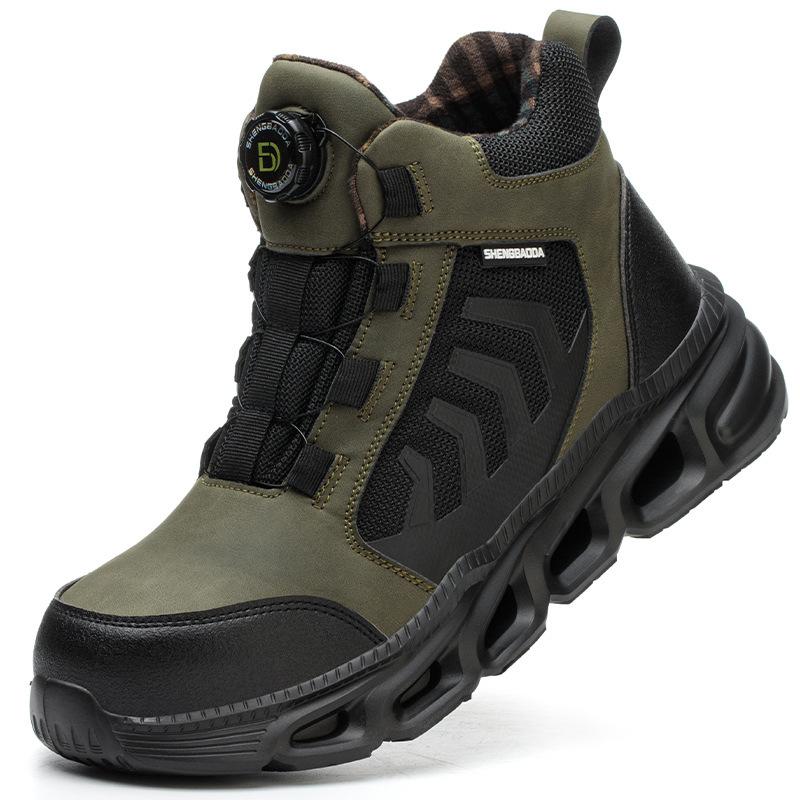 Zimní pracovní boty pánské plastová špička tenisky staveniště lehké protiskluzové bezpečnostní boty s otočným knoflíkem bezpečnostní boty