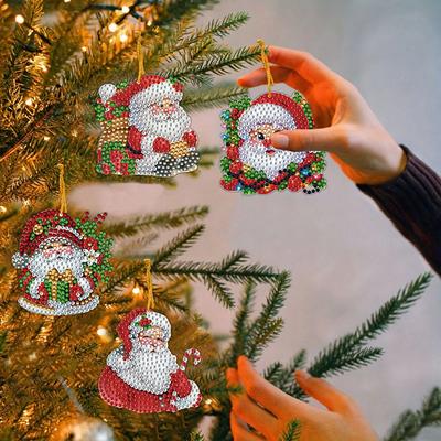 Xmas Theme 2D Flat DIY Hanging Diamond Art Kits Special Shape Diamond Art Pendant Single Side Drill DIY Home Decor Hanging Charm