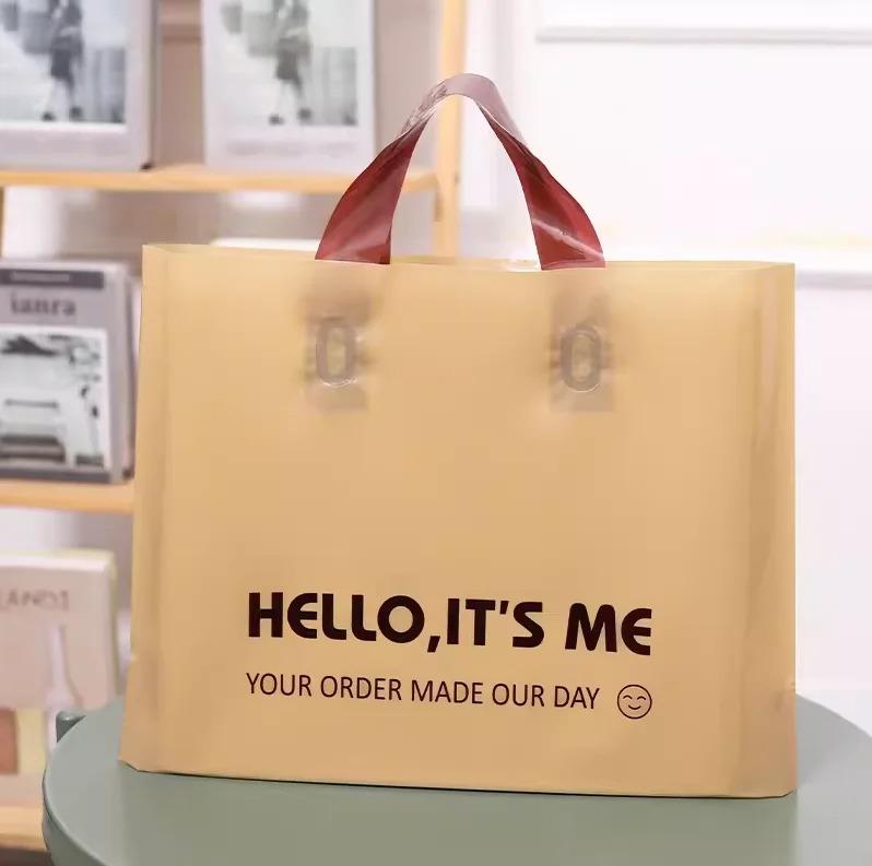 50pcs Plastic Handbag Clothing Store Shopping Packaging Gift Storage Portable Color Shop Universal Bags for Business Pocket