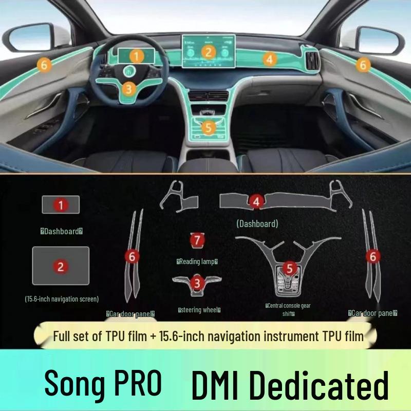BYD Song Pro Interior Console Protector: TPU Film for EV/DM Dashboard