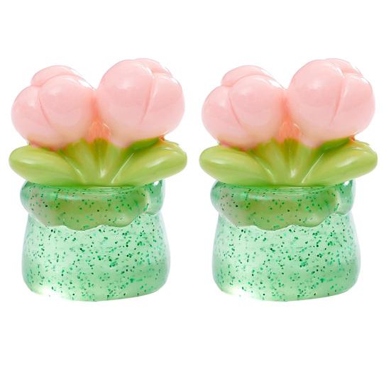

2Pcs Car Dashboard Decor Mini and Tulip Miniature Resin Cute Sunflower Flower Pot Figurines Tiny Flower B