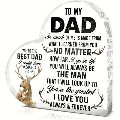 2D Flat Dad Gifts From Daughter Son, Father Gifts for Birthday Christmas Father's Day, Dad Clear Acrylic Sign Keepsake Gifts,   Acrylic Decor for