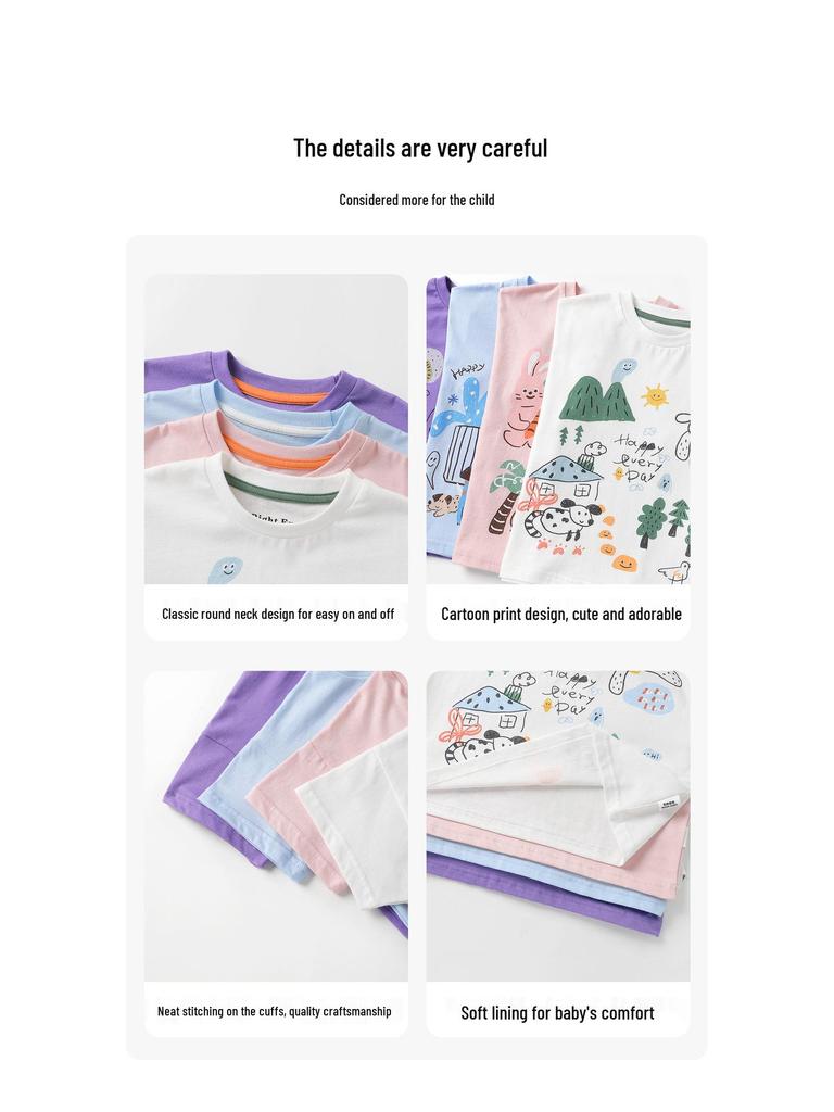 European Boys' Cool-Touch Cotton Short-Sleeve T-Shirt, Summer 2026 Collection for Toddler and Kids