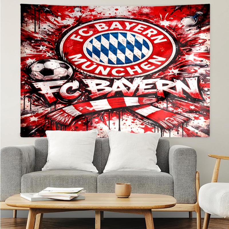 Bayern Munich Print Tapestry, Backdrop, Easy Setup, Ideal for Bedroom, Office & Living Room, with Aesthetic Wall Hanging Decor.