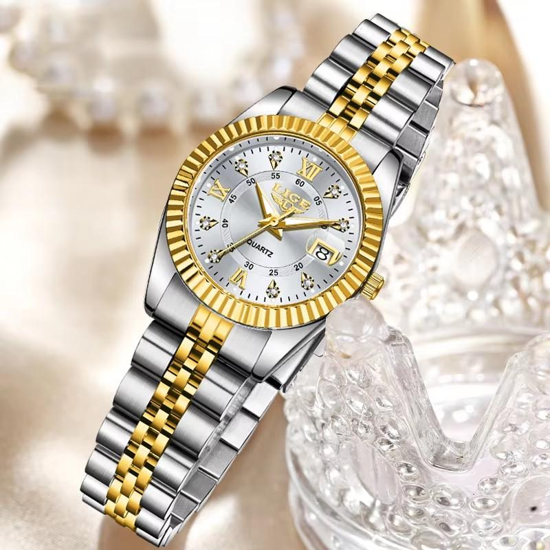 Women Diamond Watches Top Brand Luxury Women's Bracelet Watch Simple Round Waterproof Luminous Quartz Wristwatch