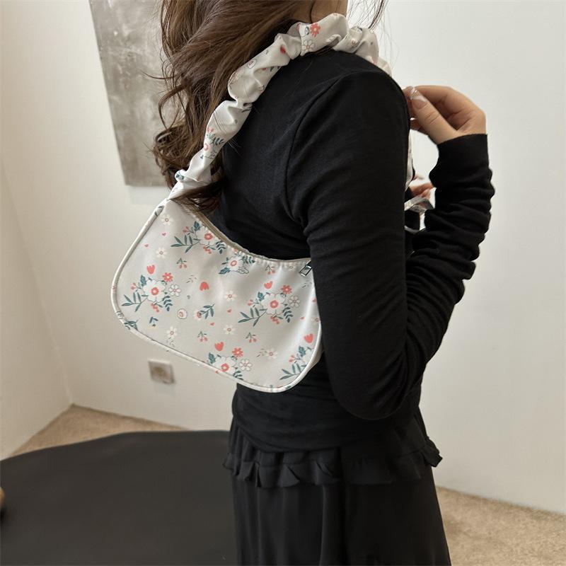 Floral Minimalist Underarm Bag, Cross-border New Single-shoulder Bag, Japanese Sweet Country Style Handbag, Small Bag, Nyl Bag